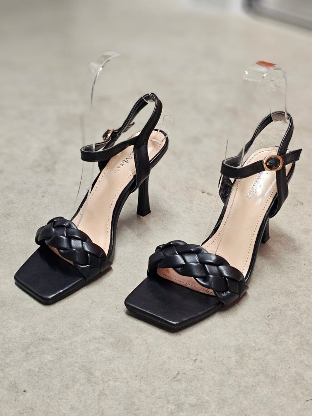 Braided Strap High Heel Sandals With Adjustable Ankle Strap & Square Toe Design - Picture 14 of 14
